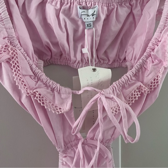 Sabo Cutout Mini Dress Size XS Sacha Ruffle Boho Cottagecore Fairycore y2k Pink - Picture 8 of 13